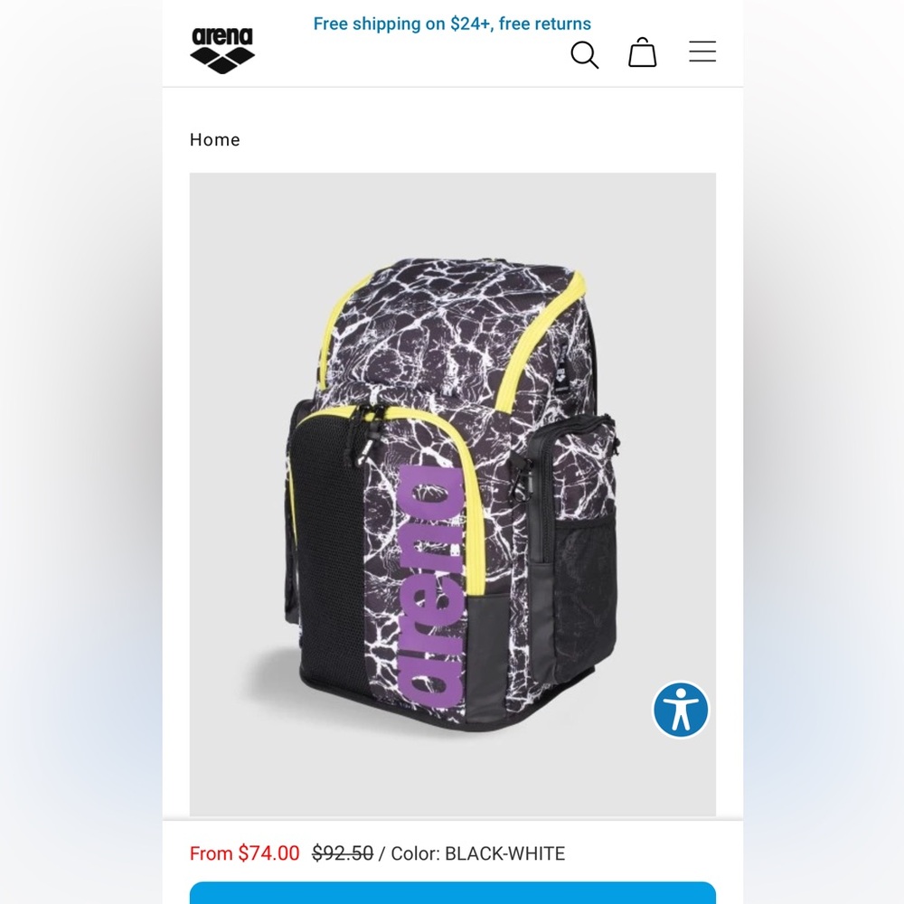 Arena Black and Purple Backpack